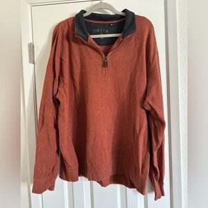 Orvis Gray and Orange Knit Pullover Sweater